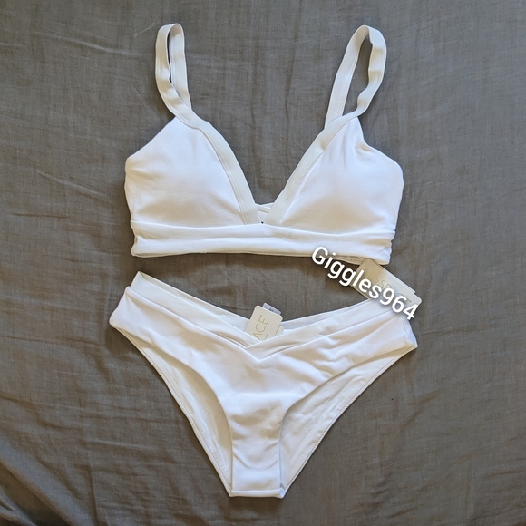 L*Space Vera Pratt Bikini Set White Rib - Picture 2 of 6